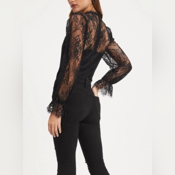 VICI Kamila lace black high neck long sleeve thong bodysuit NEW Re:$59+ sz small - Picture 9 of 12